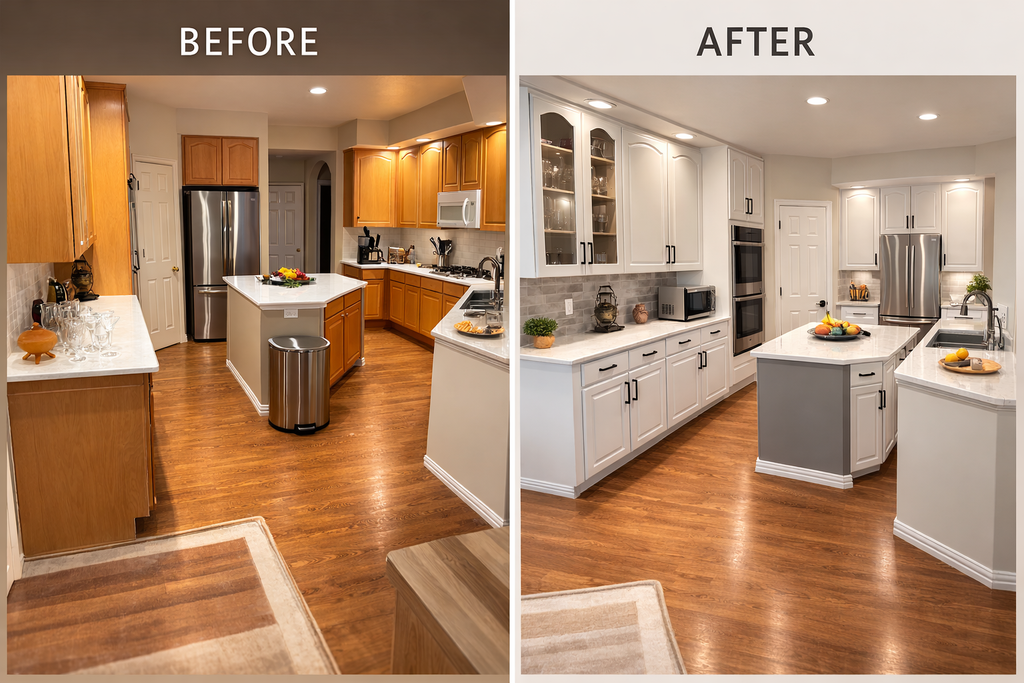 before and after of a kitchen transformation in wash park